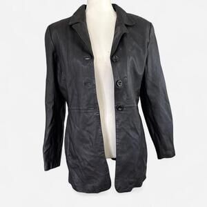 Vintage Black Leather Blazer Jacker
